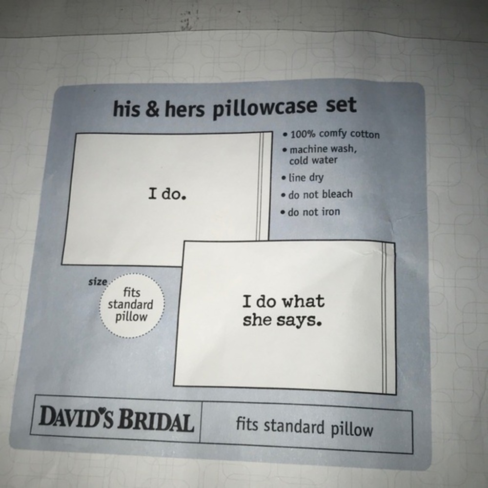 David’s Bridal “I do” standard pillowcase set
